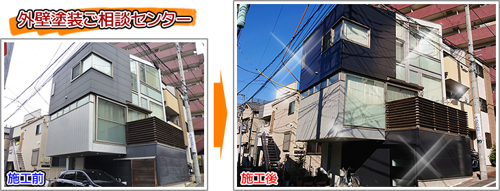 文京区3階建住宅の外壁張替・外壁塗装工事の施工事例
